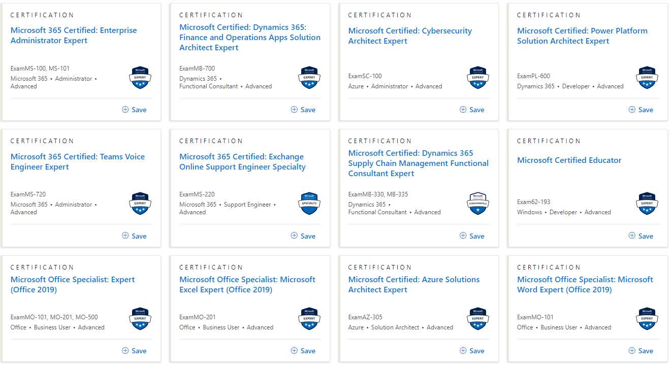 Microsoft certifications